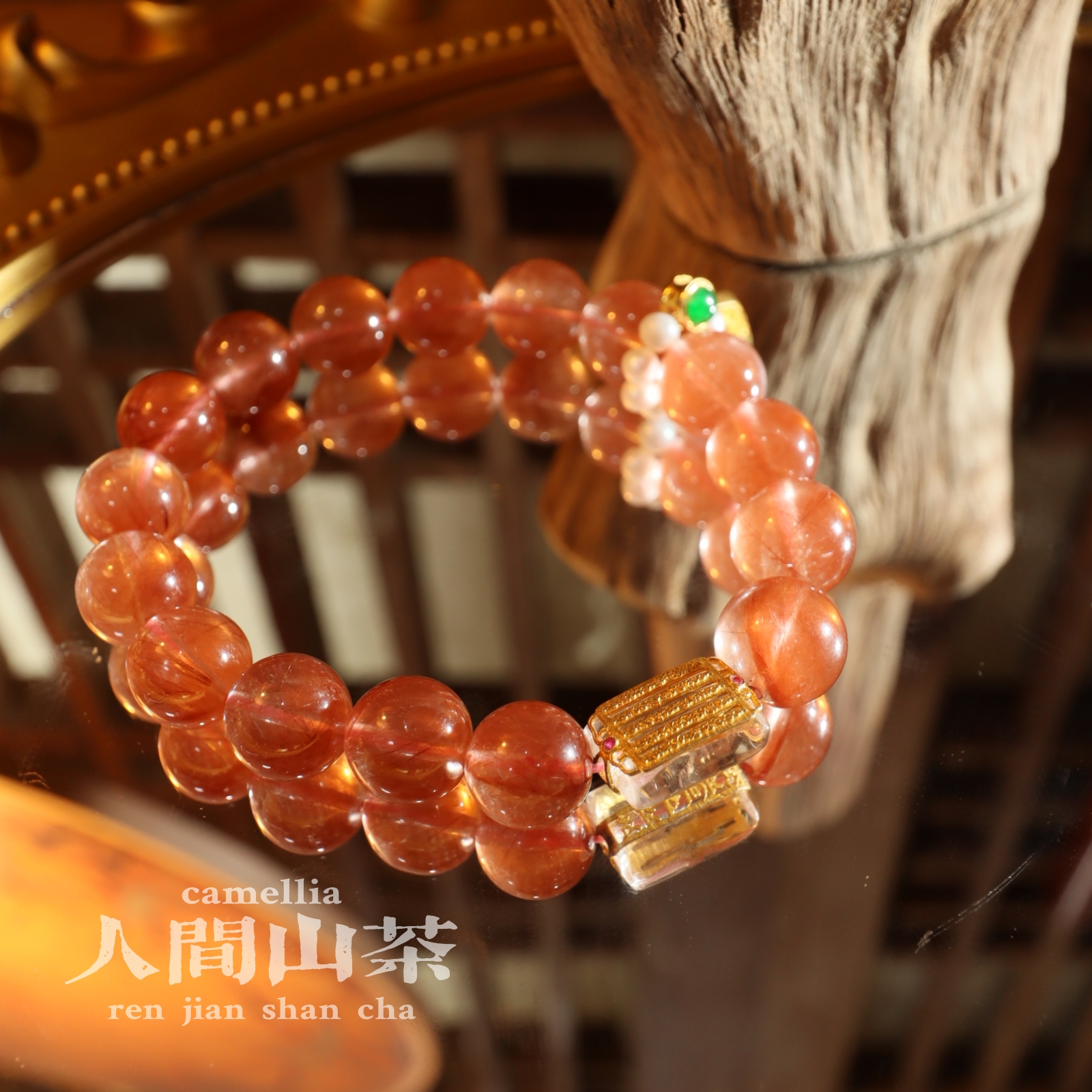 人间山茶A14-1021红兔毛水晶手链