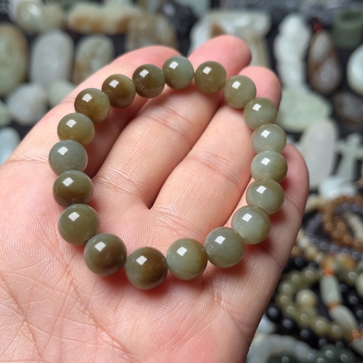 和田玉未镶嵌套链和田玉卡10手串