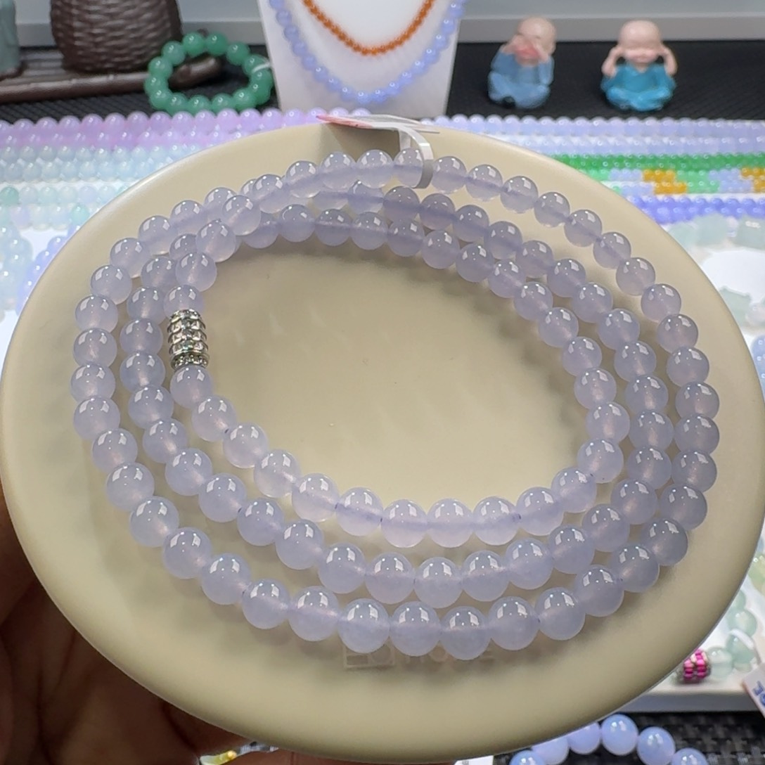 翡翠手链未镶嵌冰粉紫卡6