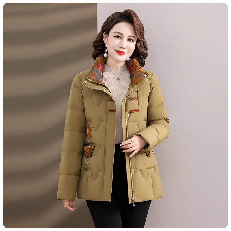 新中式国风重工刺绣尼龙面料加厚保暖休闲防寒服韩版短款棉袄宽松