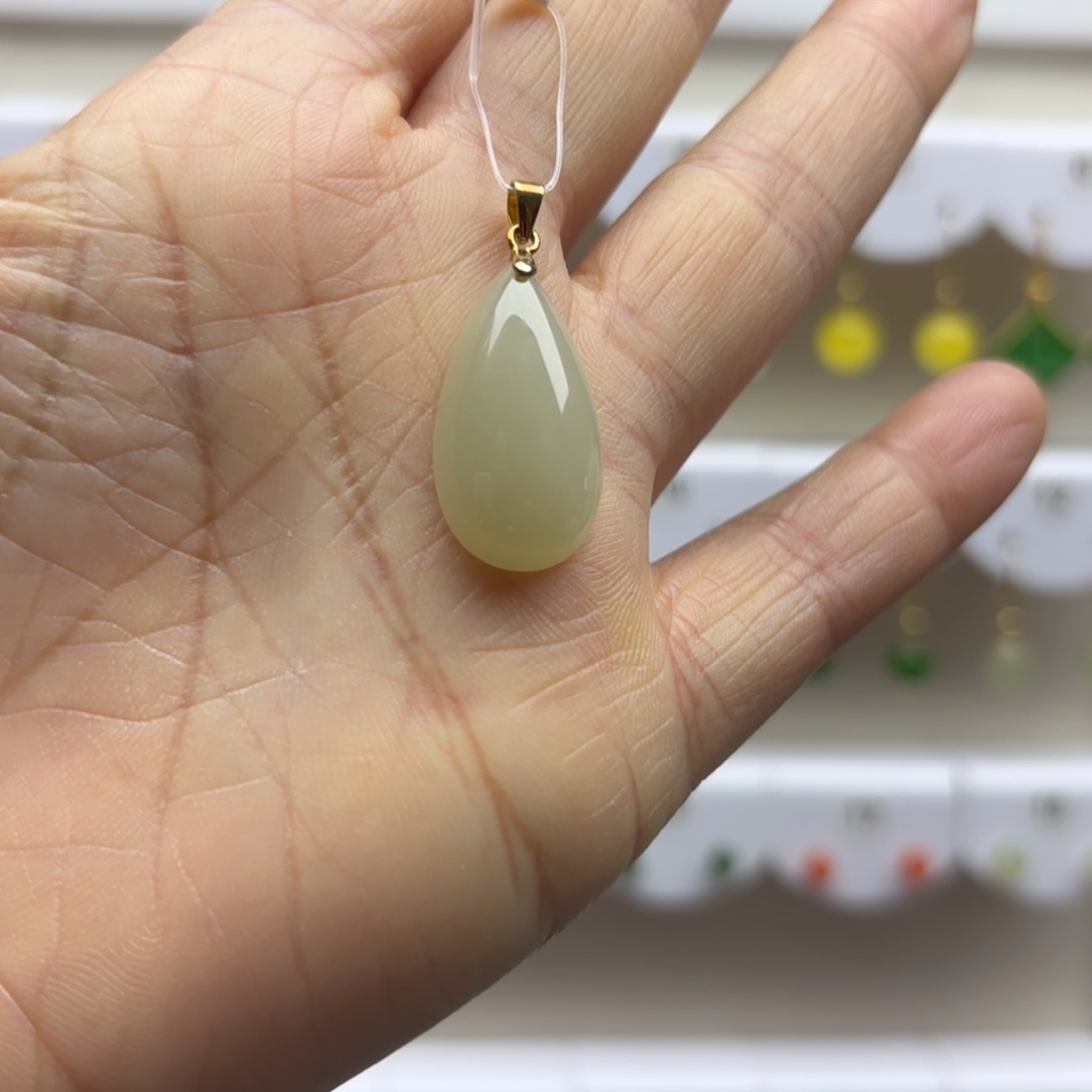 和田玉银S925镶嵌吊坠(不含链)