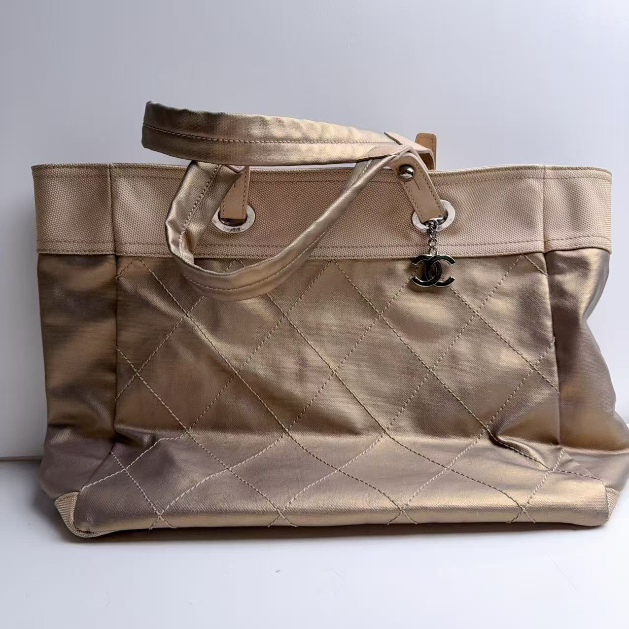 95新 Chanel/香奈儿 香奈儿奶茶色大号托特