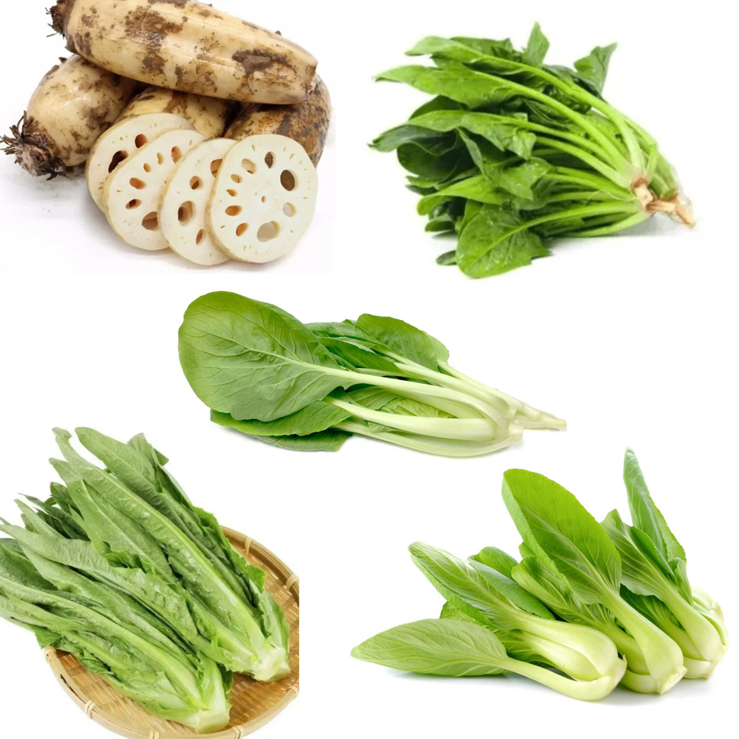 【火锅菜组合】油菜，菠菜，油麦菜，快菜各300g，藕一节，今日赠香菜