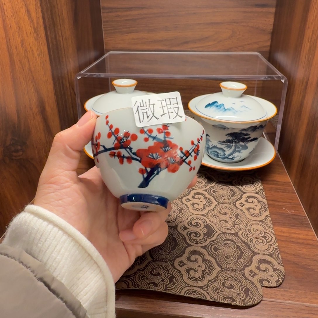 釉下手绘茶具微瑕