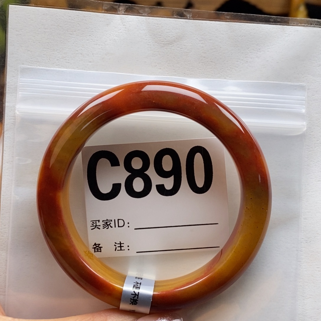查***伪石英质玉（黄龙玉）未镶嵌手镯59圈口手镯C890