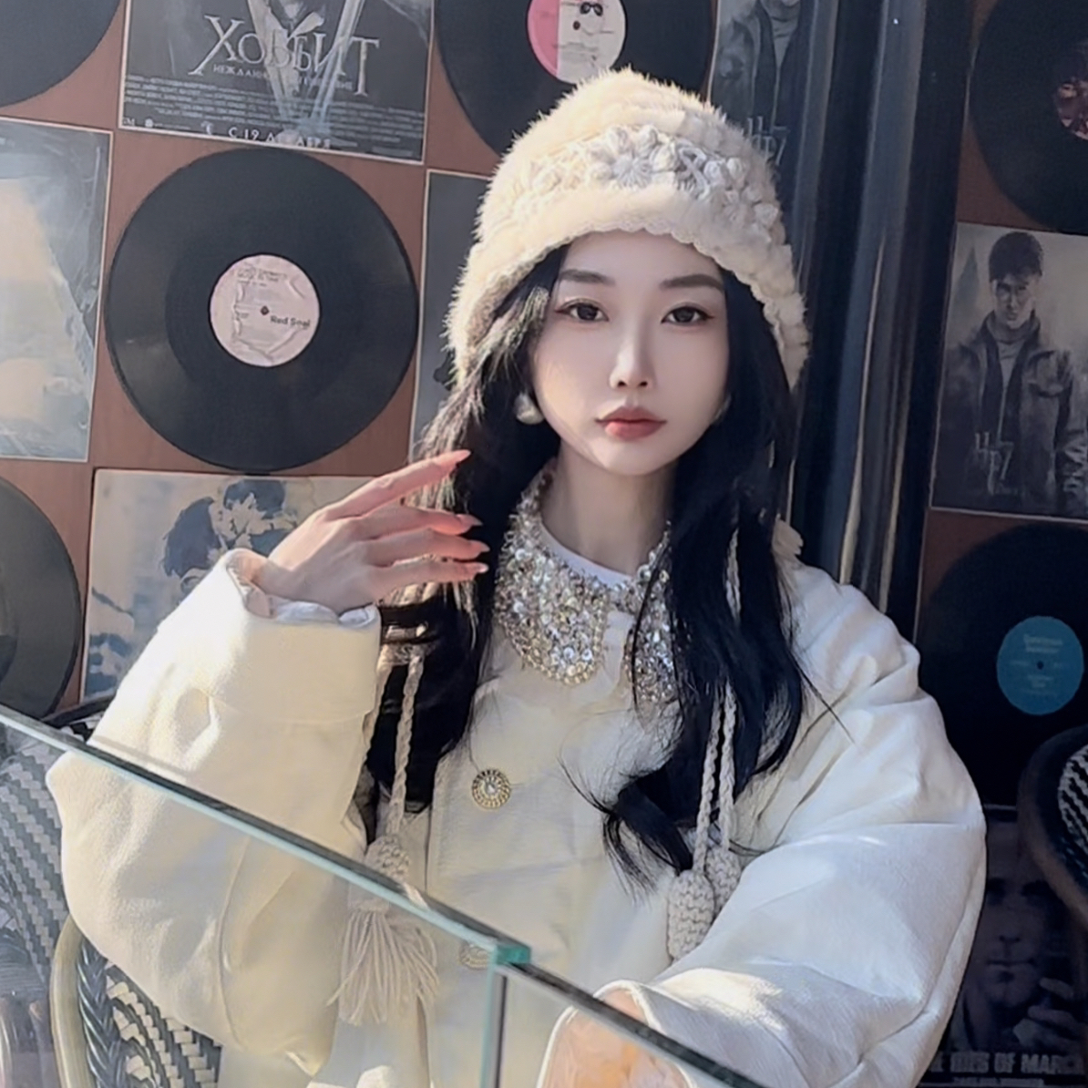 XXJ 新款水貂毛皮草帽子女士冬季加厚保暖护耳显脸小帽子（1595