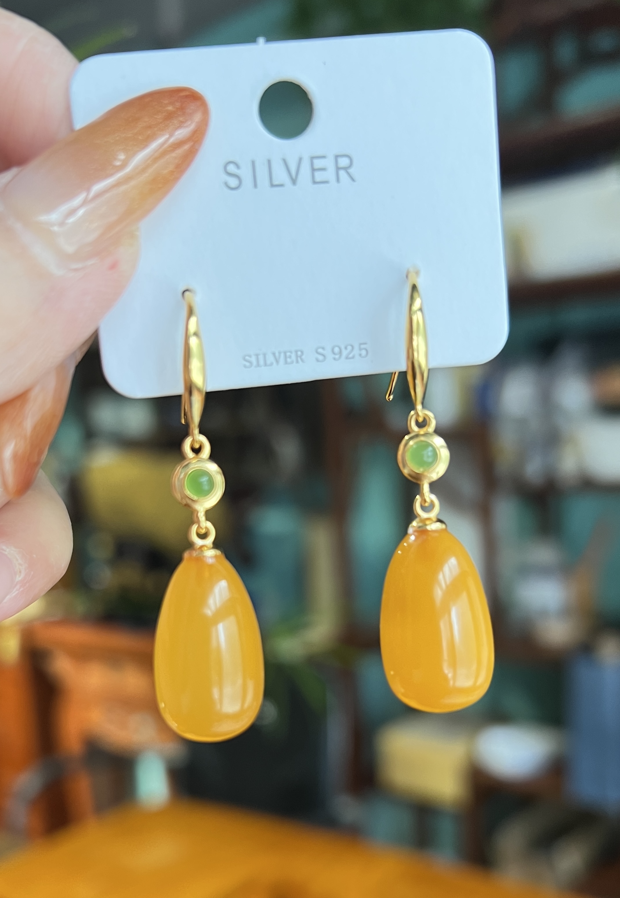 天然蜜蜡水滴耳饰气质时尚百搭