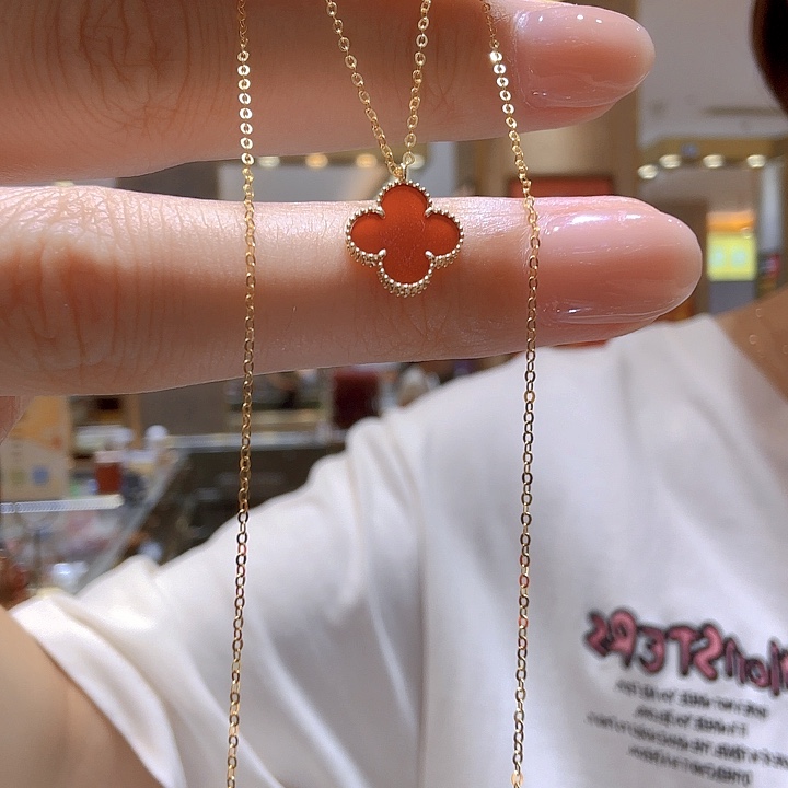 玛瑙/玉髓项链18K金镶嵌10mm草K黄