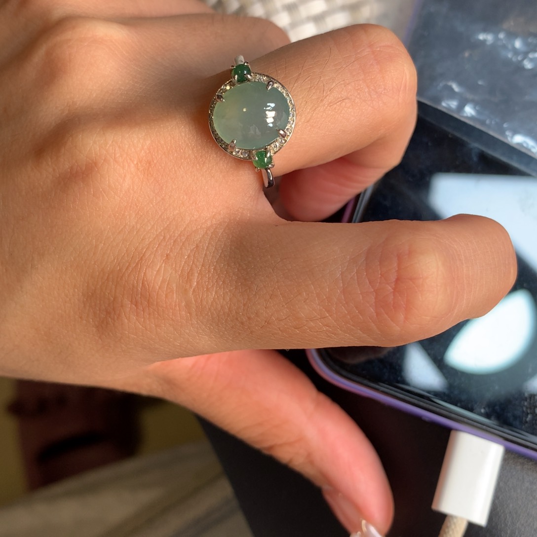 银S925镶嵌戒指翡翠戒指