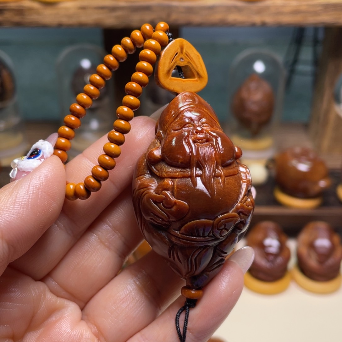 佛螺菩提吊坠玉华财神富贵脸链子一套