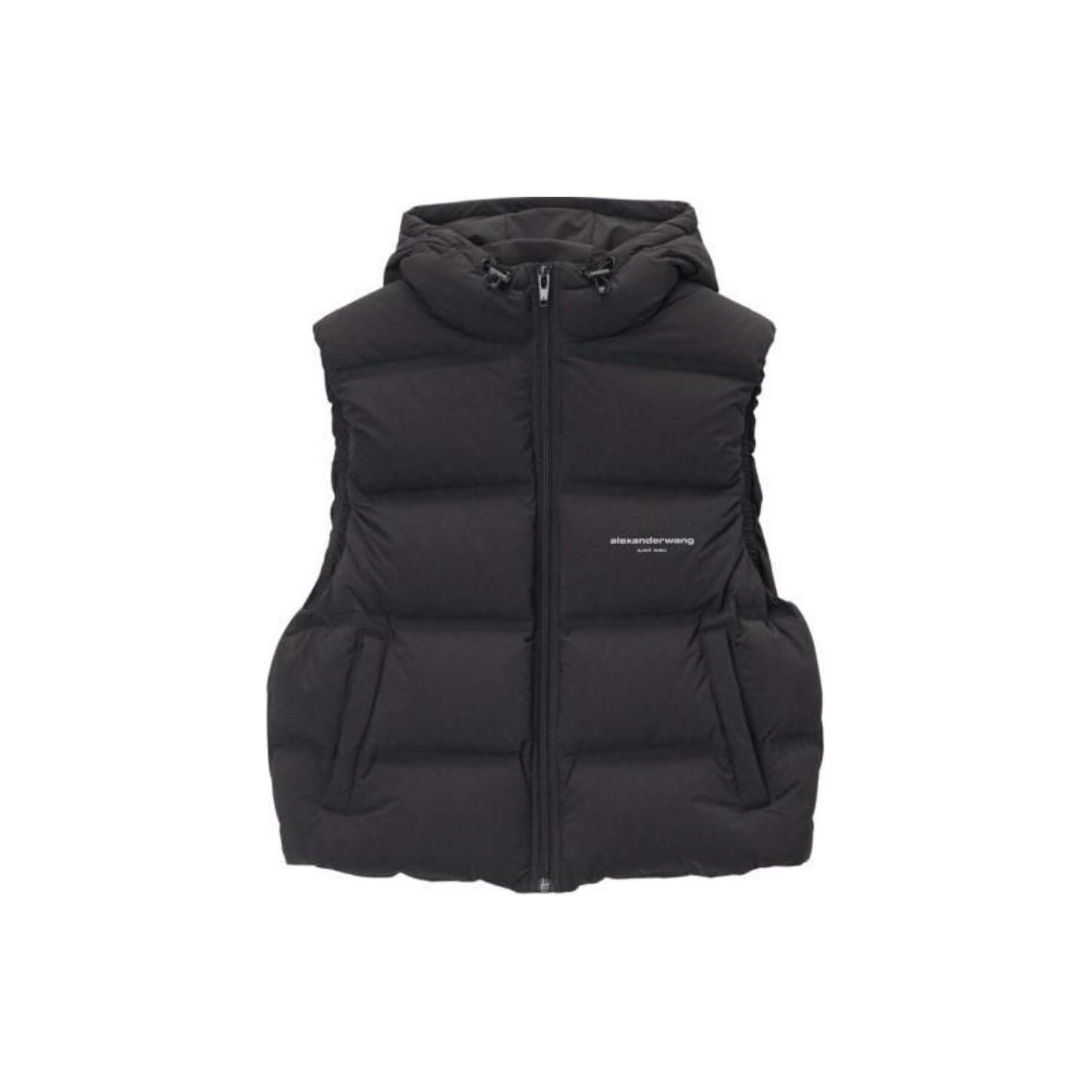 ALEXANDER WANG亚历山大王 徽标图案连帽拉链无袖马甲 女款 黑色
