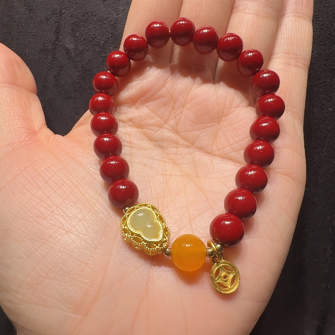 天然辰砂朱砂手串 葫芦