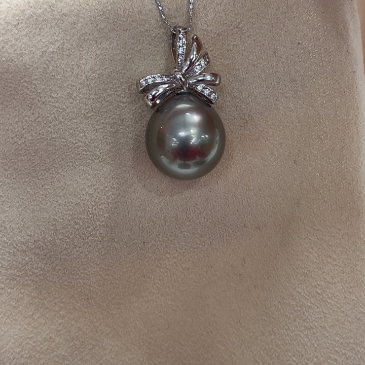 银S925镶嵌吊坠(不含链)海水珍珠12.9mm83号