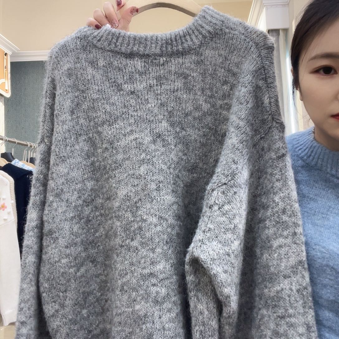 纯色套头针织毛衣