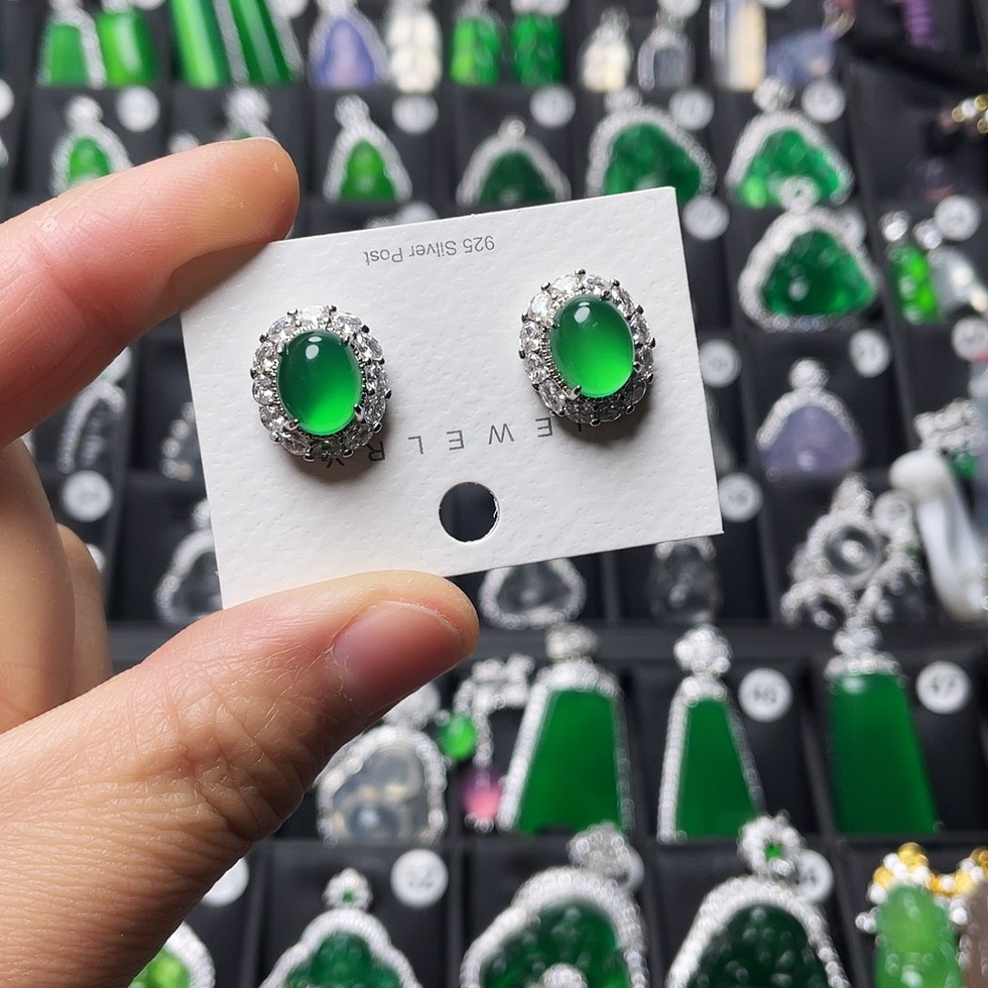 玛瑙/玉髓合金耳钉