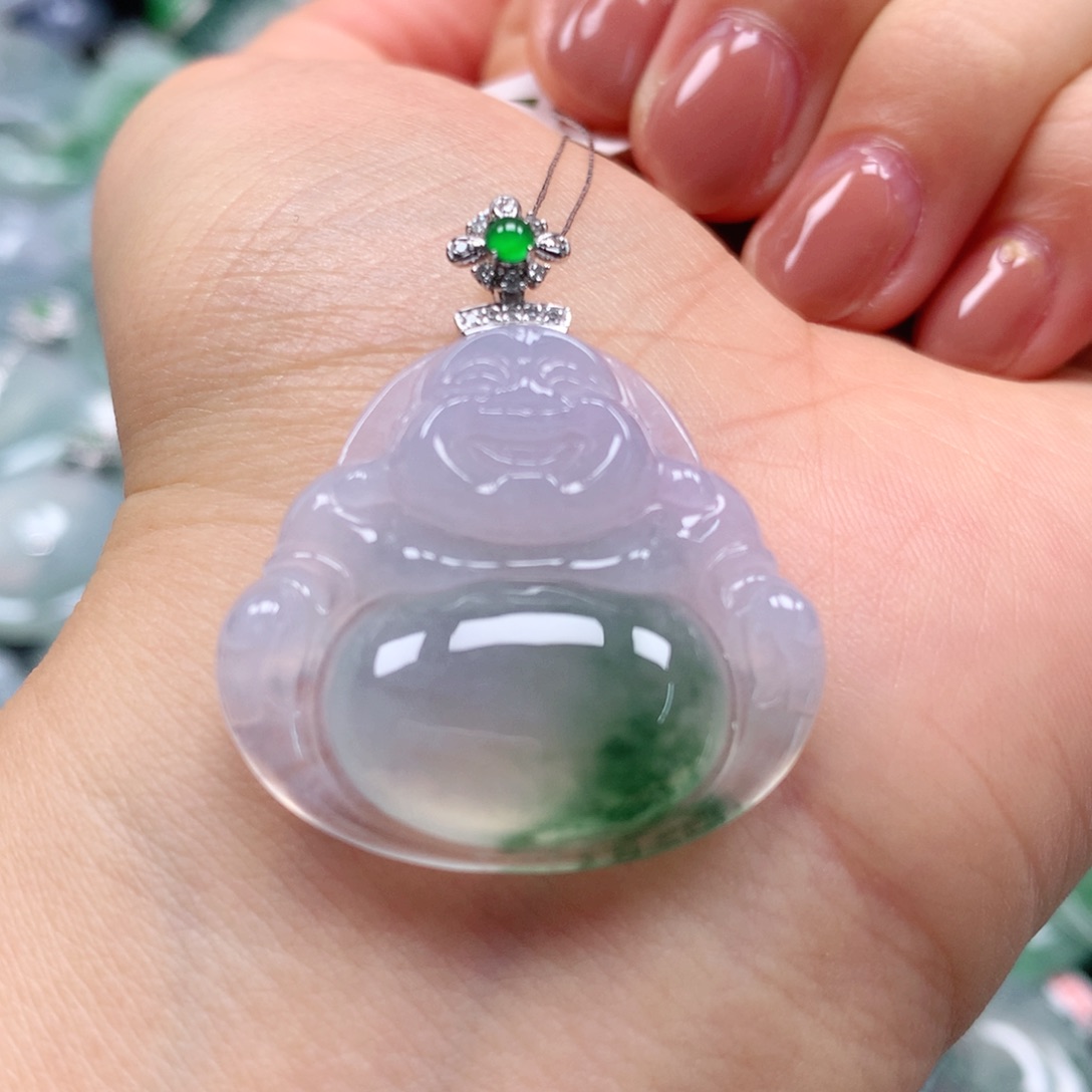 翡翠颈饰18K金镶嵌天然翡翠