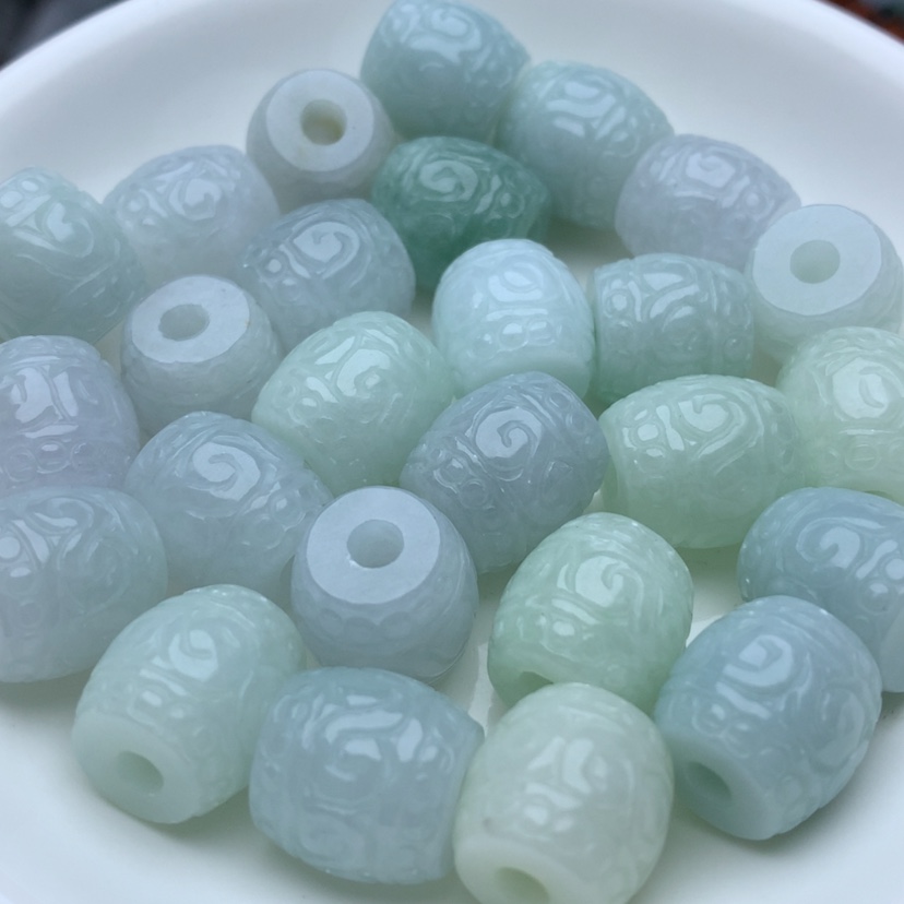 【闪购商品】翡翠手链未镶嵌卡12.7x13回纹珠2颗