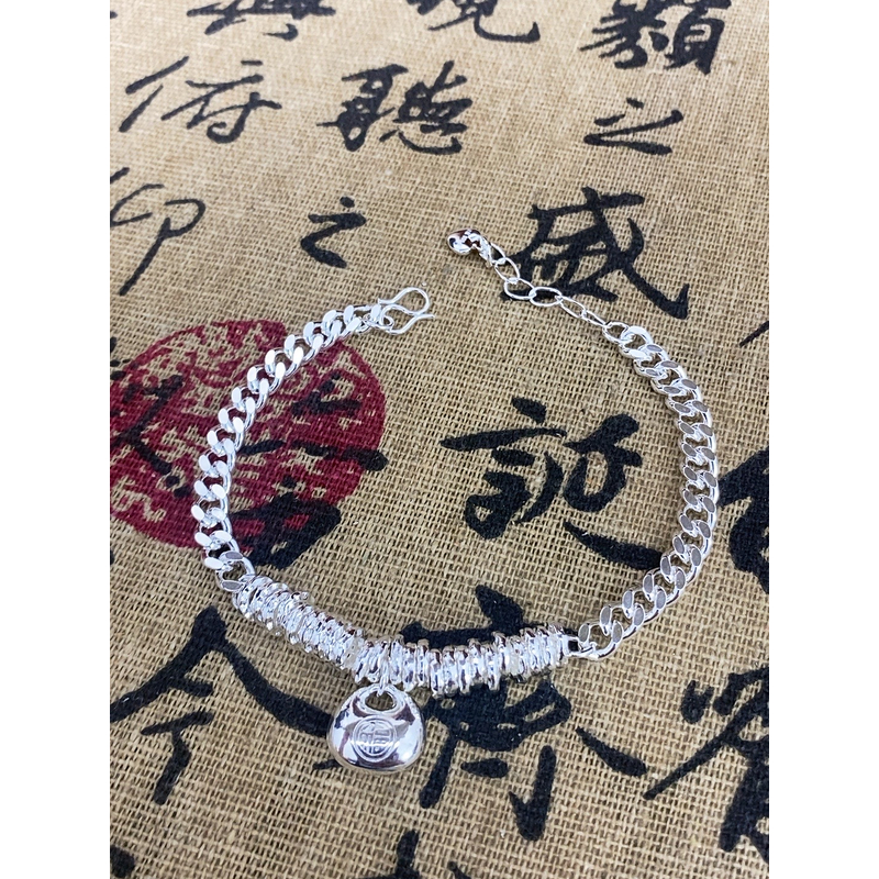 足银手链 古巴盘缠小胖福手链