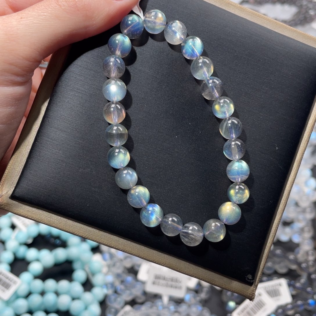 未镶嵌手链长石捡漏加拿大彩光灰月光7.5mm