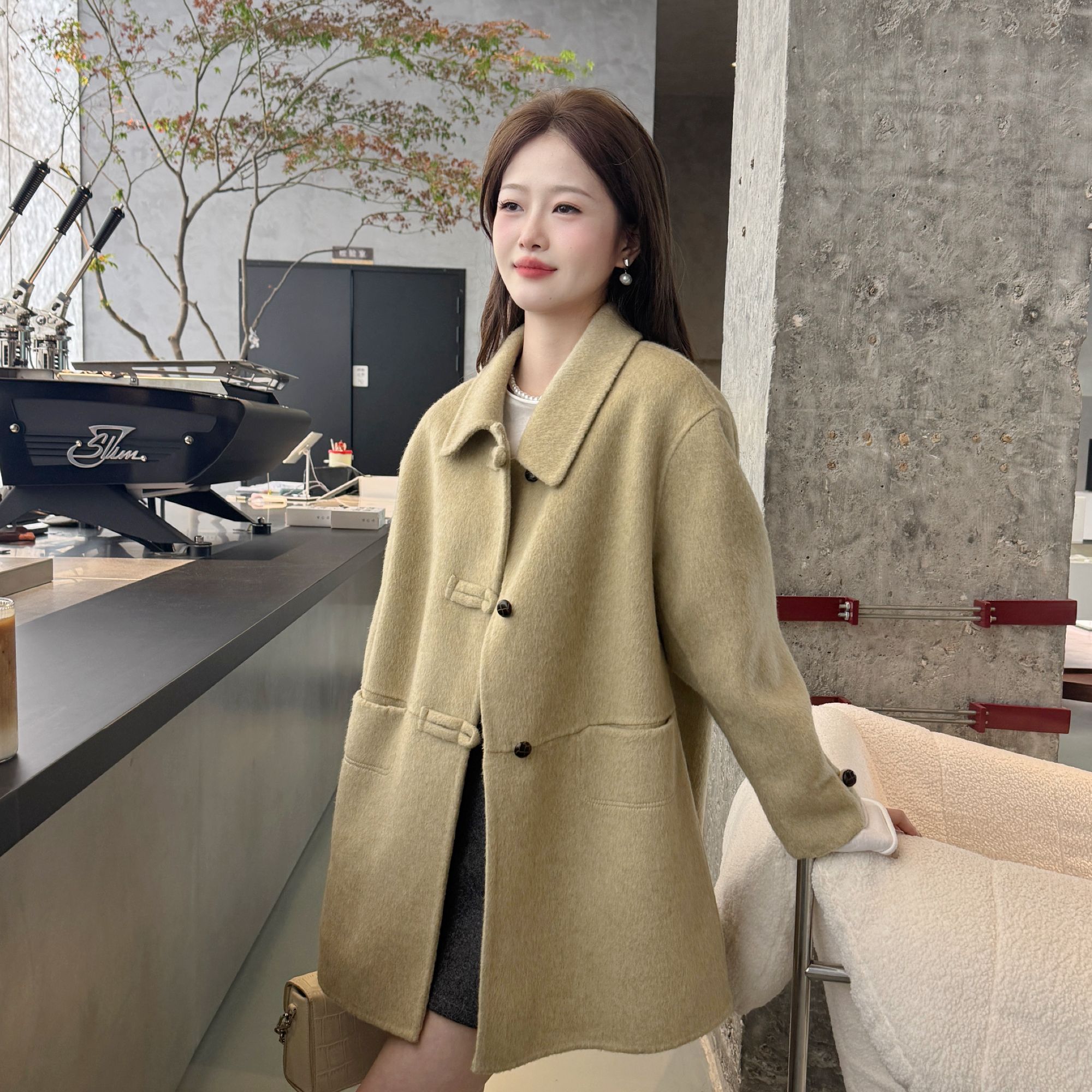 2025秋冬新款韩版百搭小个子定制简约时尚经双面羊毛大衣31415