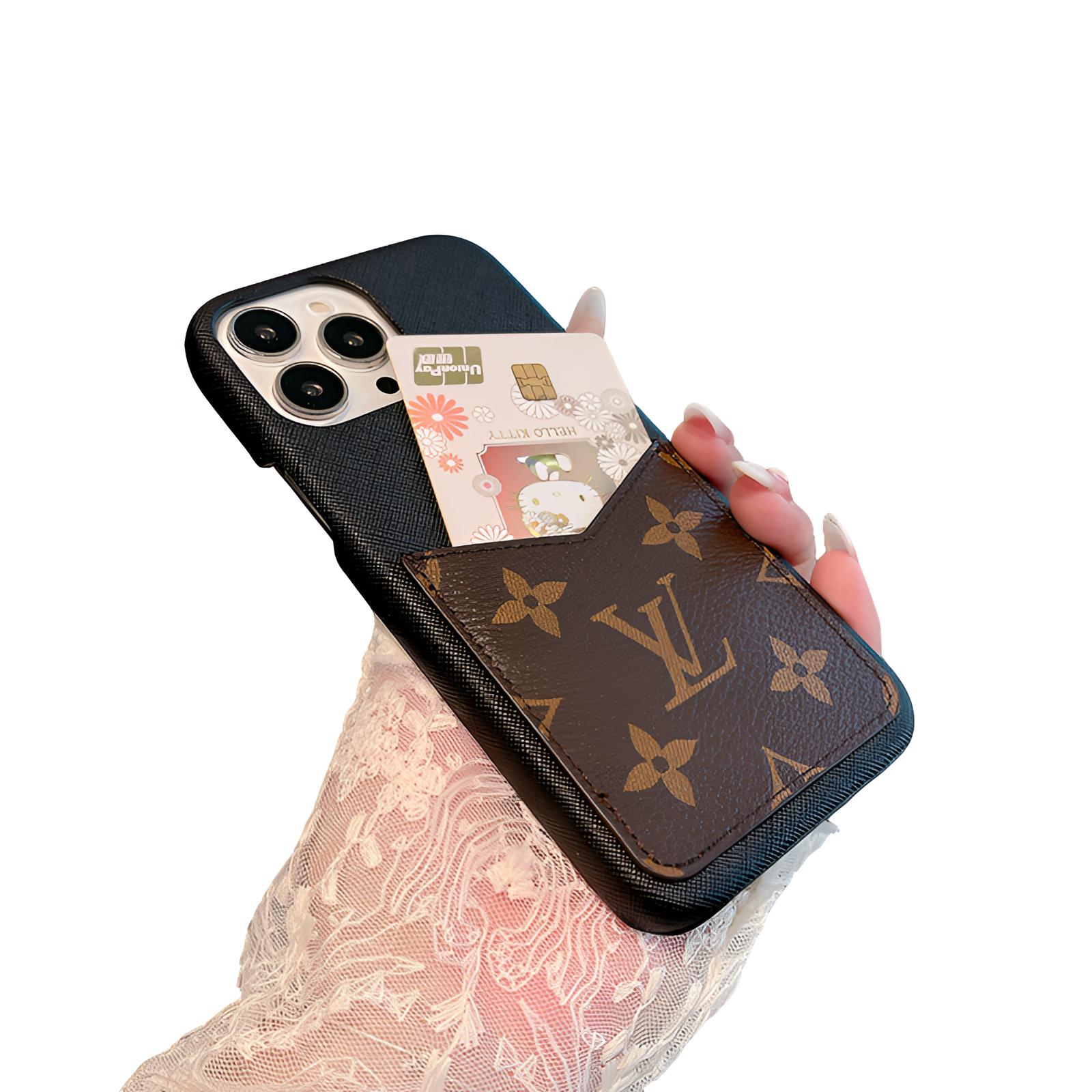 老花适用iPhone16promax手机壳苹果14奢华15大牌13防摔12皮质卡包
