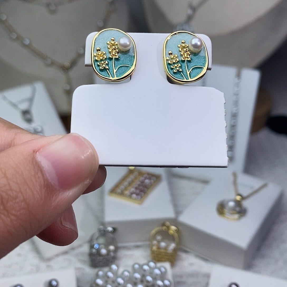 淡水珍珠耳饰银S925镶嵌