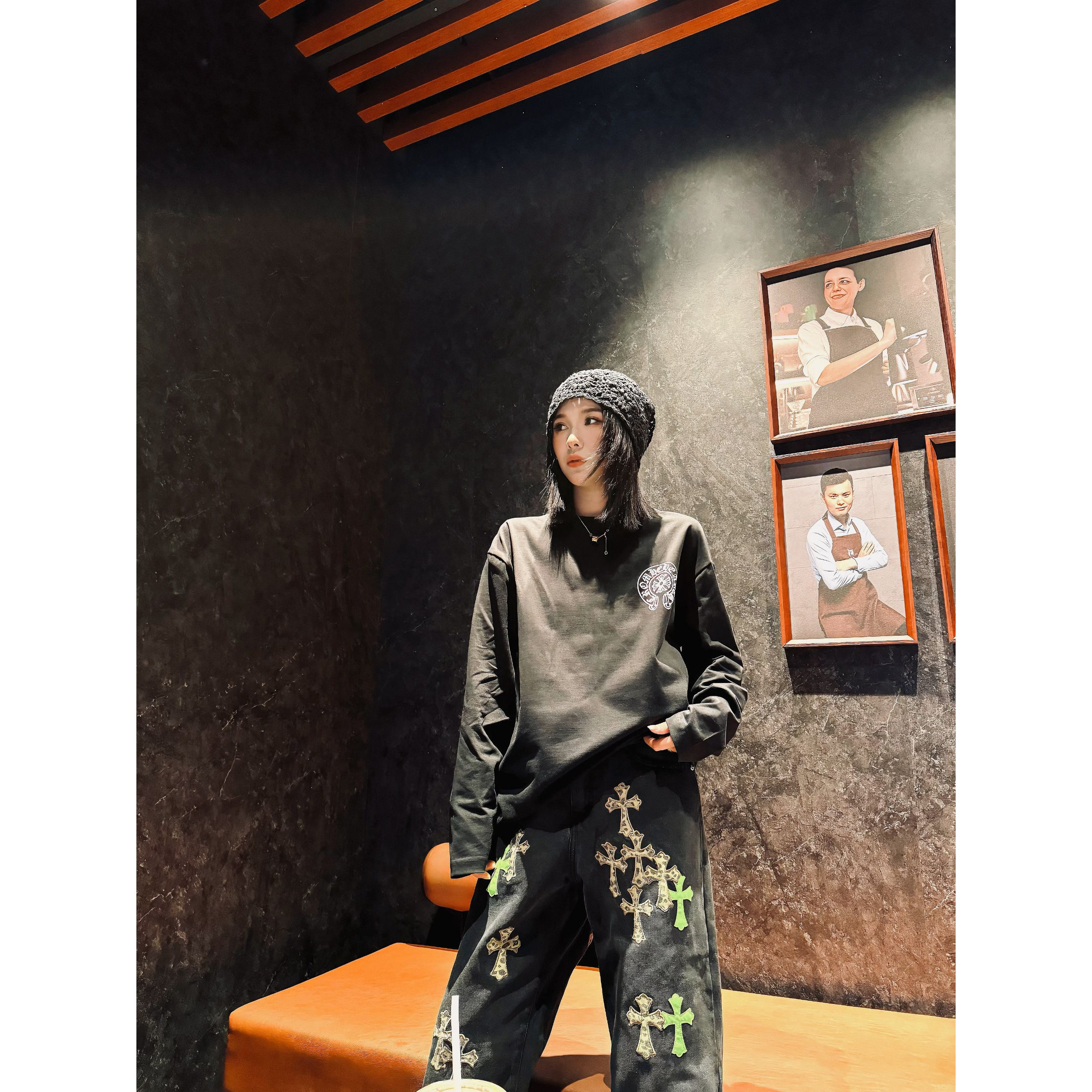 2561克罗家25ss新款国旗款长袖T恤高端轻奢男女同款时尚百搭