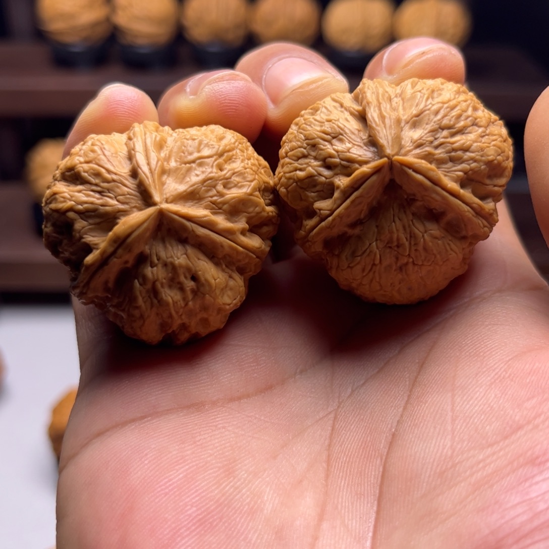 泉***文玩核桃把件凤羽三棱