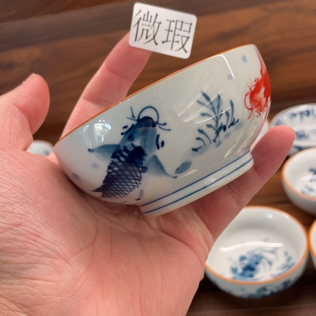 釉下手绘茶具微瑕