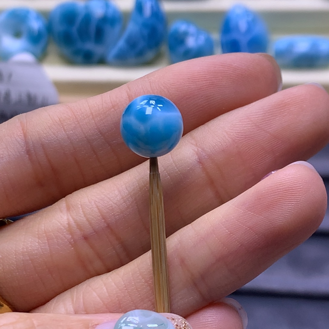 针钠钙石（海纹石）未镶嵌珠宝奇石10mm+单珠