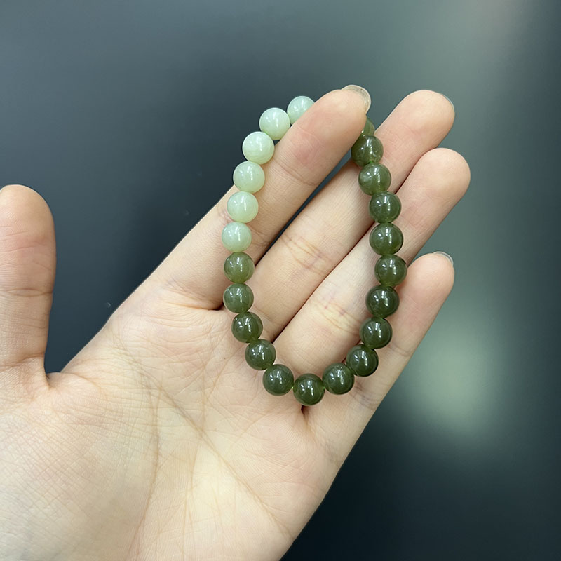 【南以南】时尚和田玉卡8mm湖水绿渐变手串【多样性发一件】