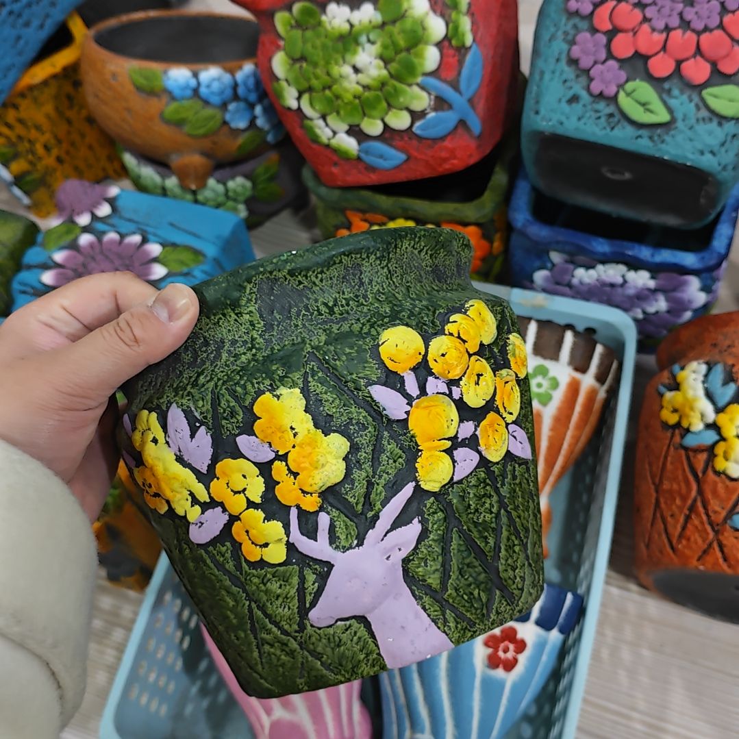 红陶吸水透气的白陶花盆凑满12发货