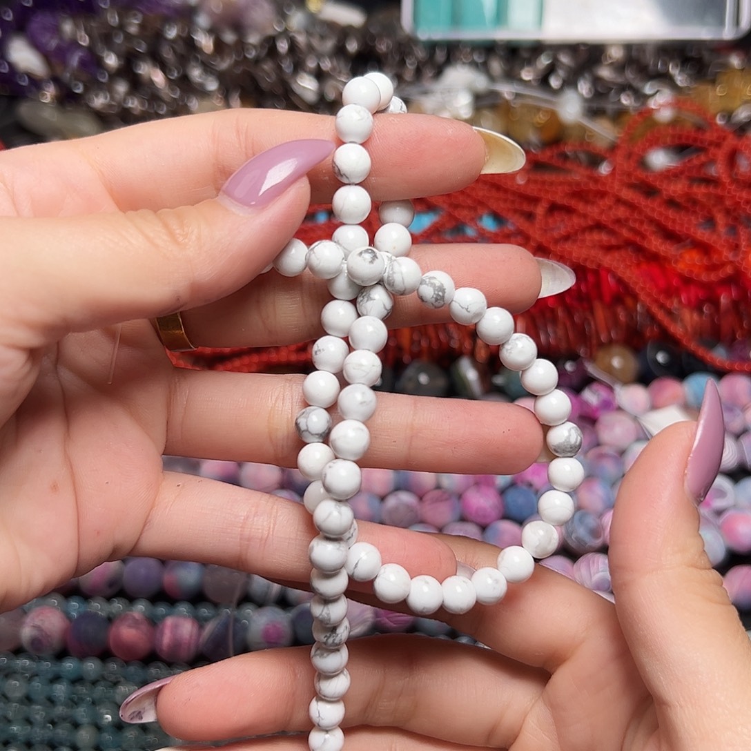玛瑙/玉髓足银镶嵌珠宝半成品x402 6.8m 白松石小米珠一单一条