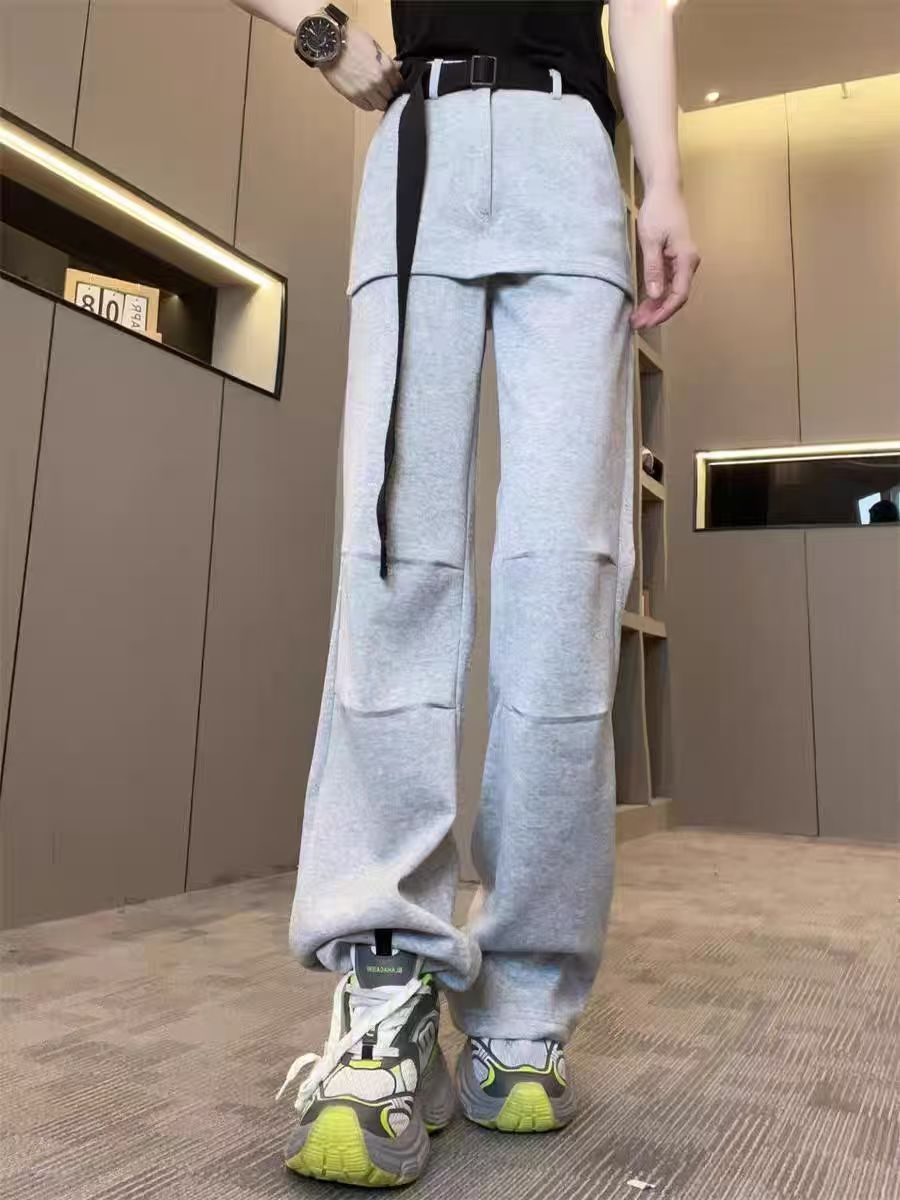 2515-韩版设计感高弹力显瘦大码档屁股裤裙假两件（不带腰带）