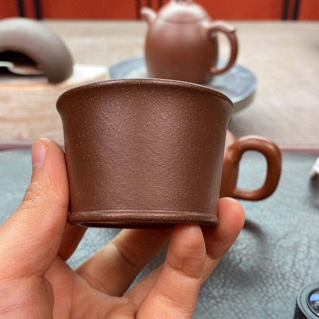 紫砂茶壶紫泥马蹄杯60cc