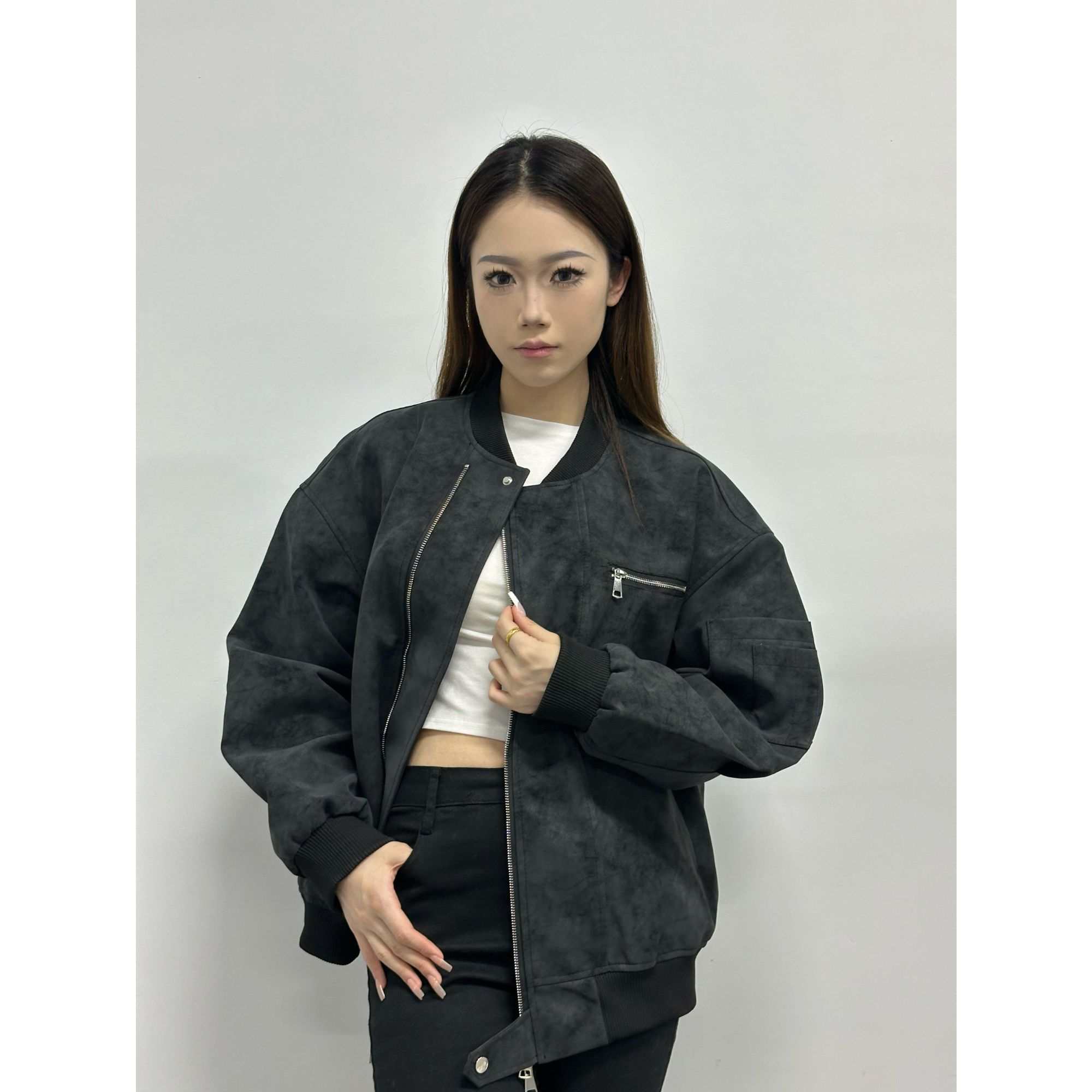 美式扎染皮衣外套男款秋季高级感痞帅立领棒球服cleanfit飞行夹克