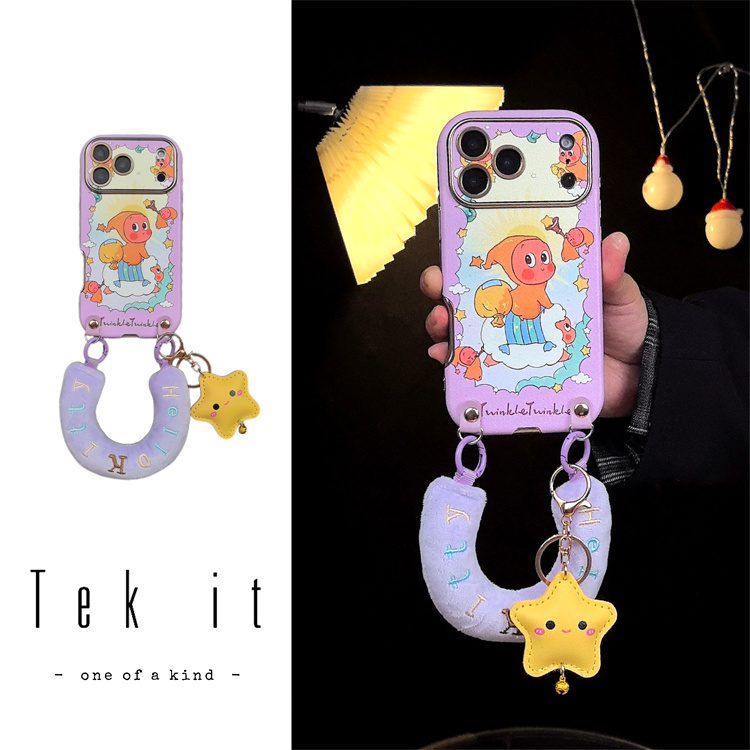 卡通香芋紫围边骑羊星星人适用iPhone17promax手机壳苹果16pro新