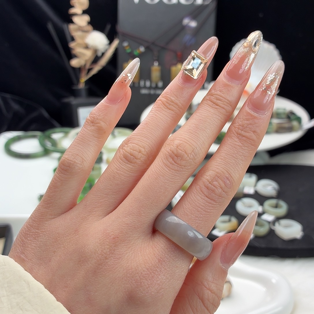 和田玉未镶嵌戒指j185芋泥紫轮胎-