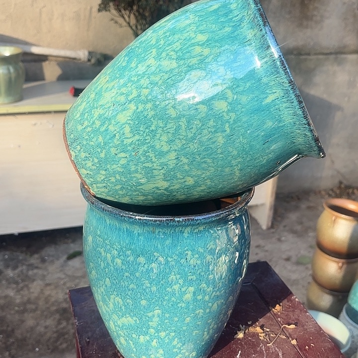 紫砂茶碗雪花两个口径18高度22