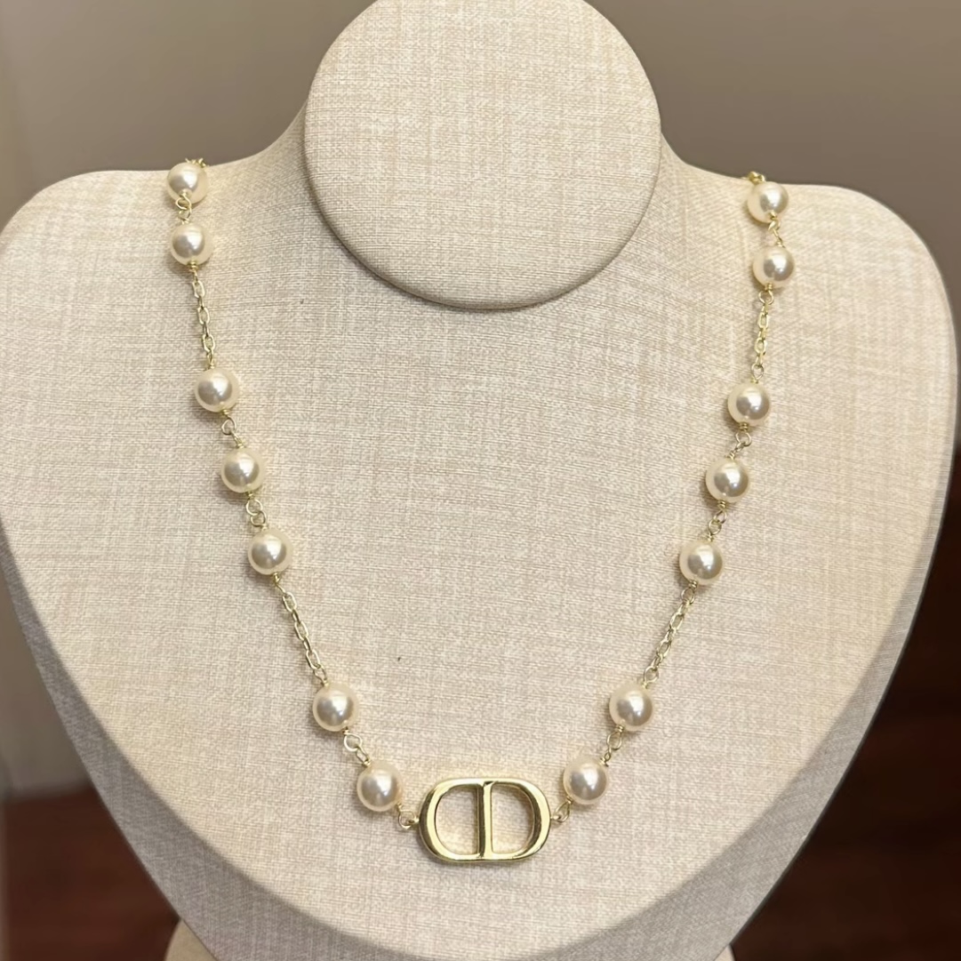 铜合金仿珍珠项链 066迪家经典猪鼻子珍珠项链轻奢法式高级