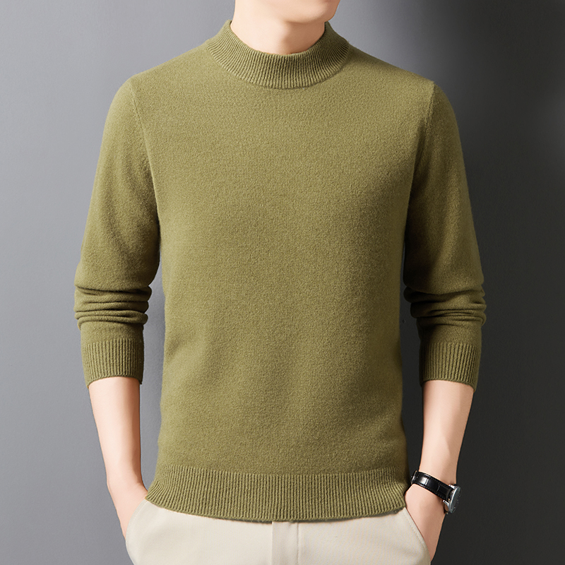 【纯羊毛】男款加厚秋冬季保暖圆领秋冬季长袖纯色羊毛打底衫