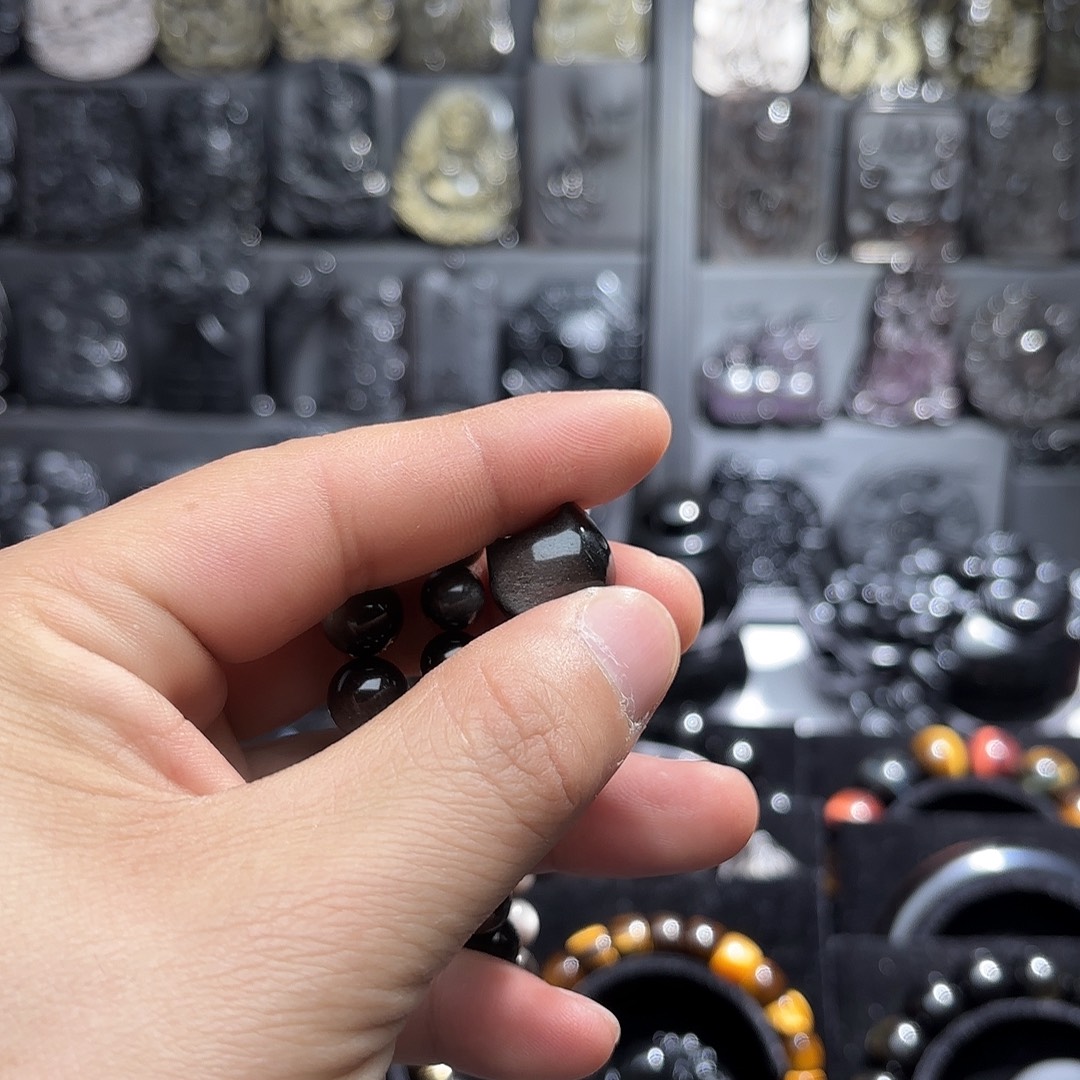 橡***苔黑曜岩未镶嵌手链