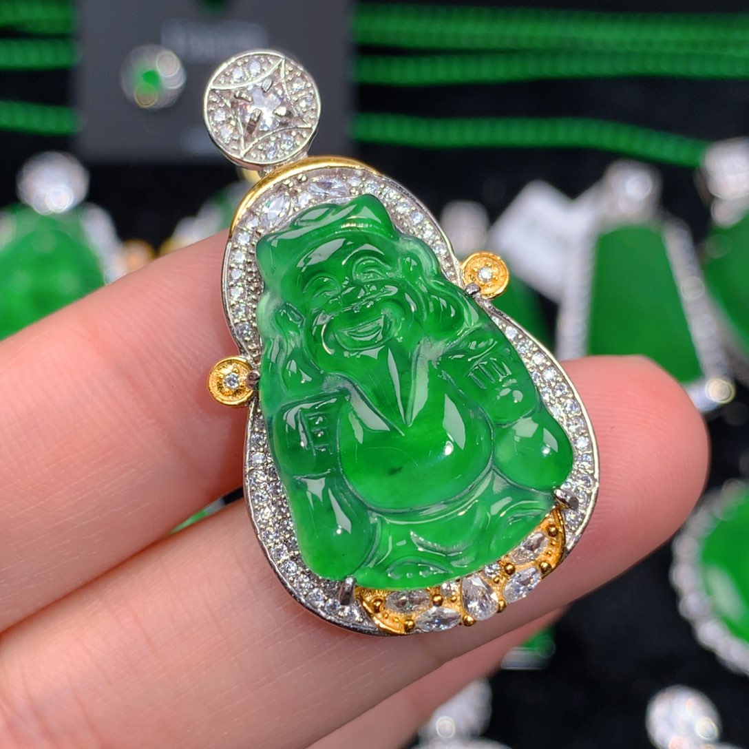 翡翠吊坠(不含链)银S925镶嵌