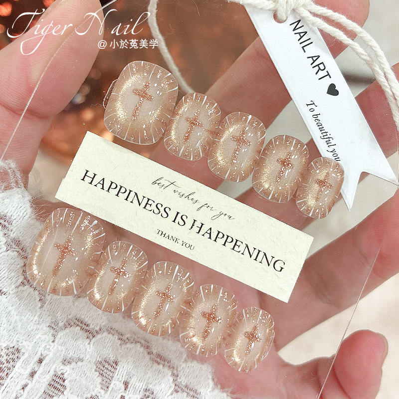 【圣光神谕】短甲特别版 猫眼手工穿戴甲 巨闪金光灿灿氛围感美甲