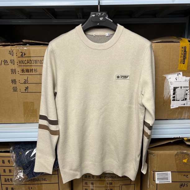 8866撤柜H剪标圆领长袖毛衣针织衫春秋男士灰色星球系列