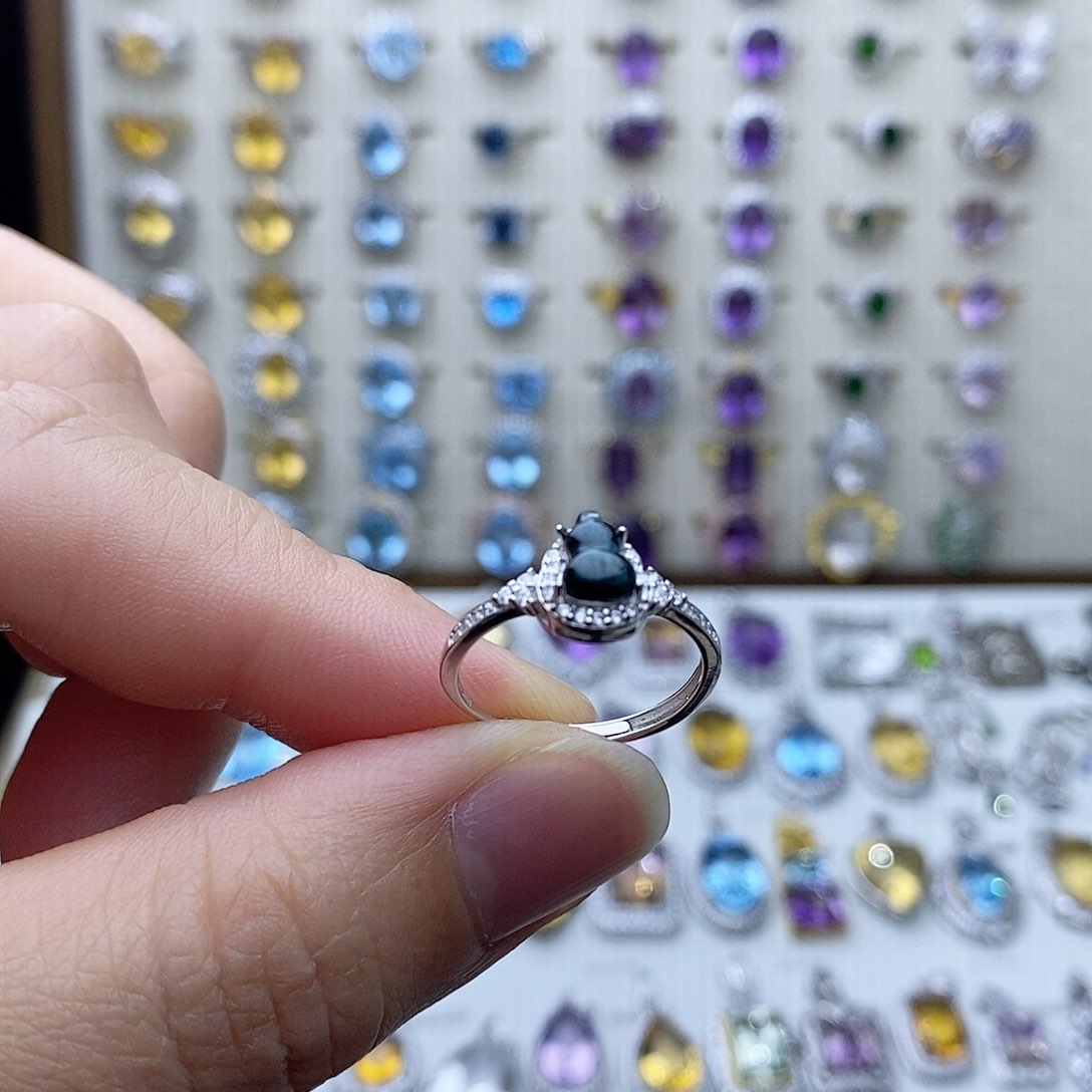 碧玺戒指银S925镶嵌需要证书备注