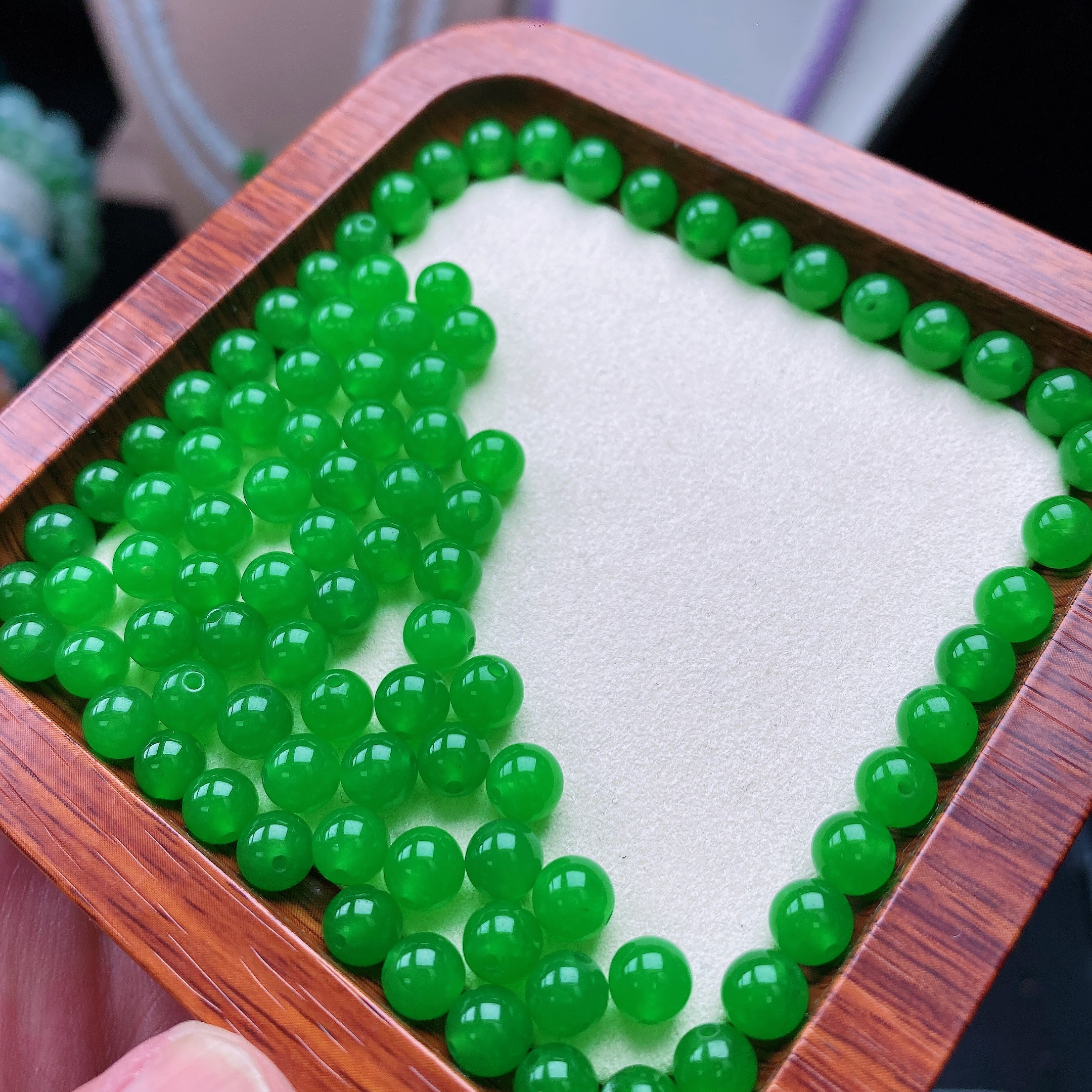 卡6+天然缅A辣阳绿圆珠散珠一颗-多样性发一颗