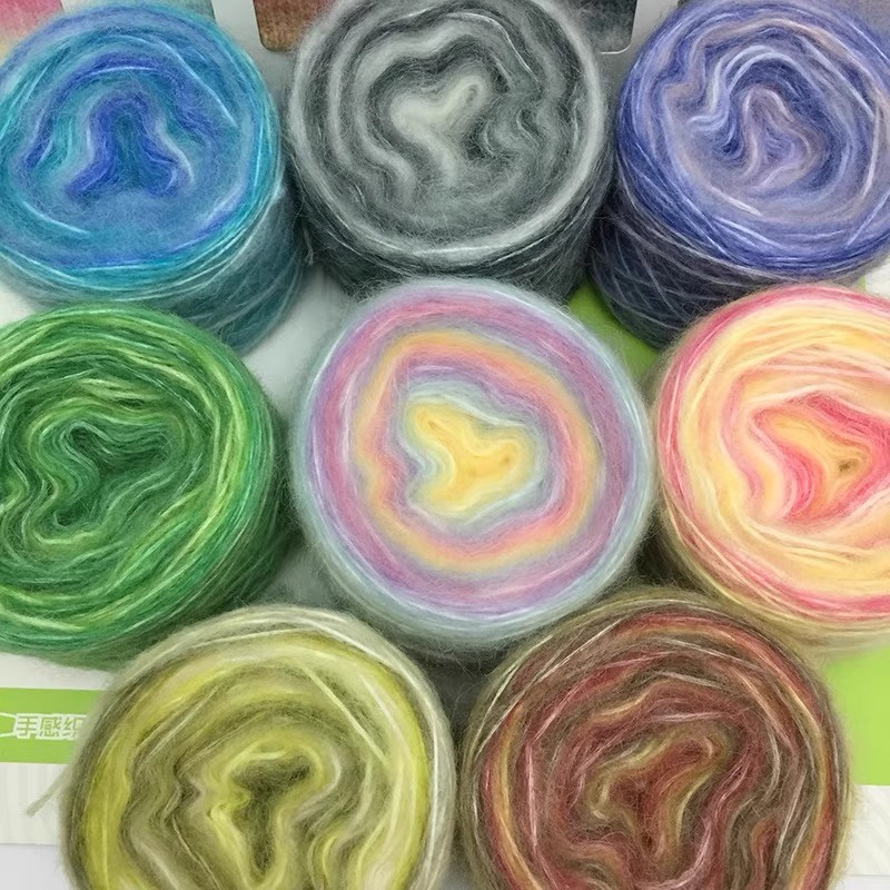 长渐变喷毛纱彩虹蛋糕线颜色超多