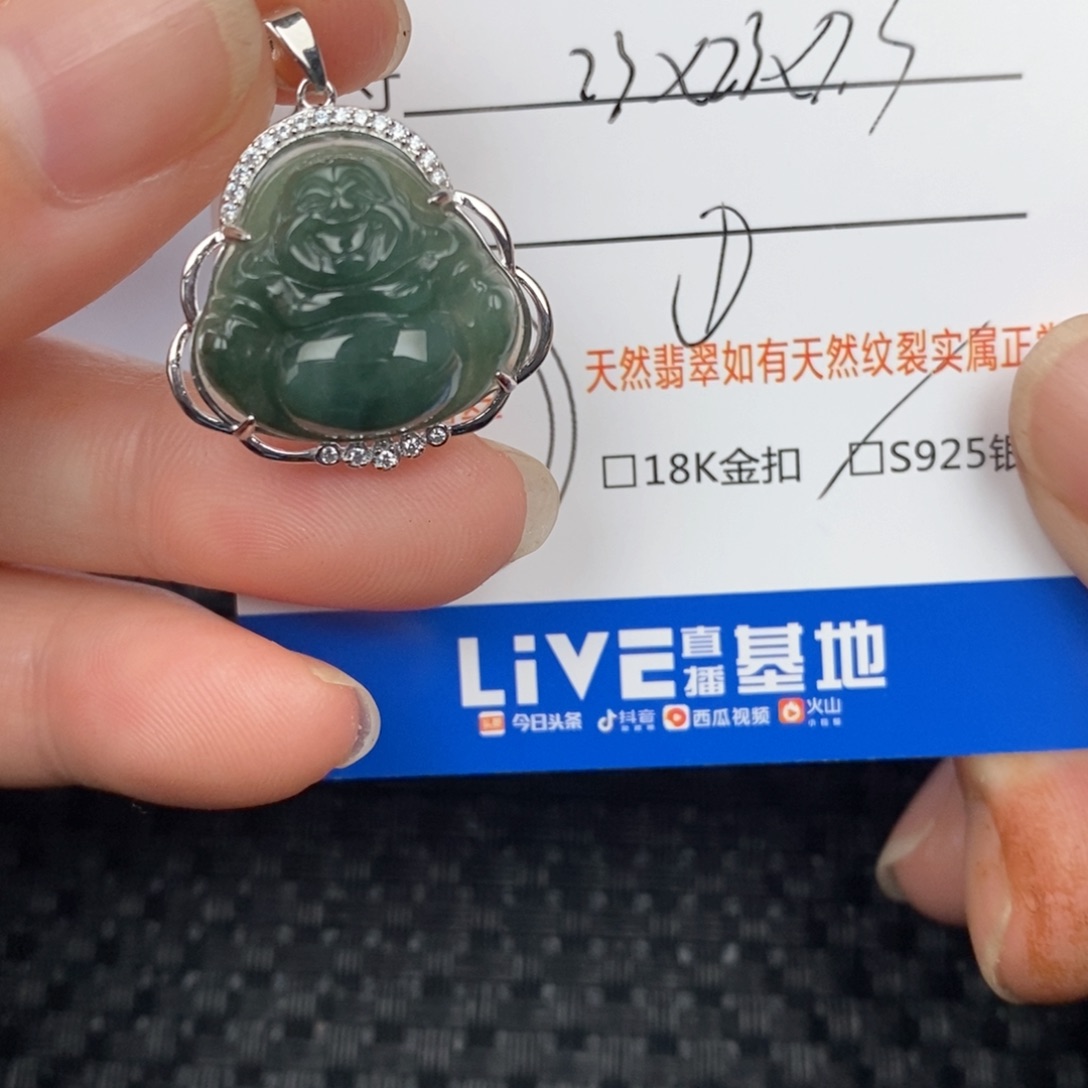 翡翠颈饰银S925镶嵌吊坠