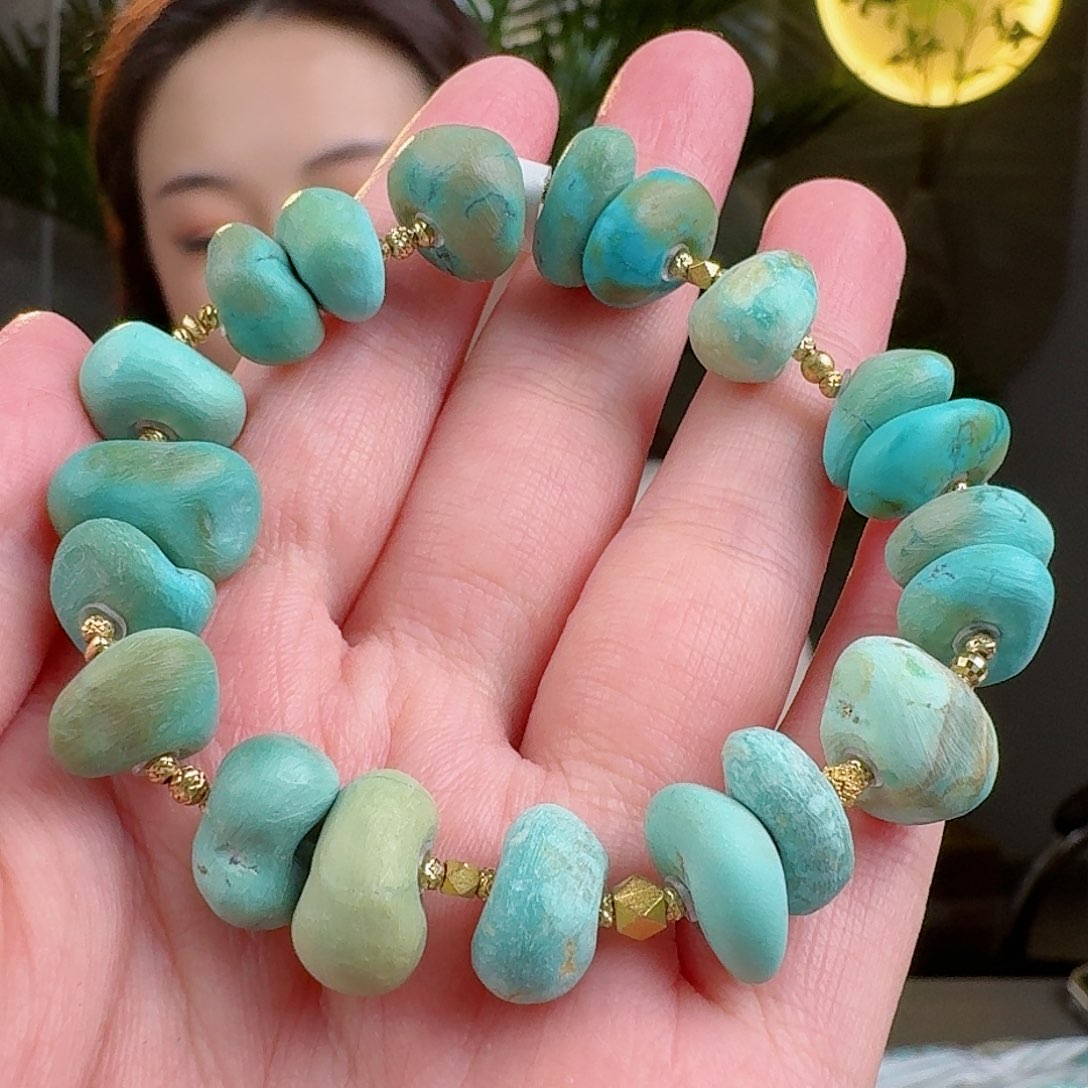 绿松石珠宝奇石18K金镶嵌